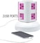 Generic 2 Layers Extension Outlet With 2 USB Ports, Universal Vertical Multi Socket, 2.8M Cord and UK-Plug Multi Charging Station (Pink)
