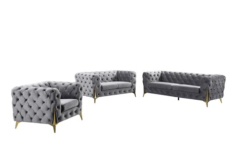 chesterfield moon Six seater living room sofa set furniture Italian modern luxury style velvet fabric chesterfield sofa