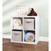 Mdesign Soft Fabric Closet Storage Organizer Bin Box - Front Handle, For Cube Furniture Shelving Units Bedroom, Nursery, Toy Room - Textured Print - Small, 2 Pack - Linen/Tan