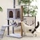 Cat Tree cat Tower Cat Condo cat tree House Cat Scratcher 130cm Wood Rattan Pet Supplies with a Largeer cat Basket Cat Bed a Roomy Condo Easy to Assemgbly (grey)

