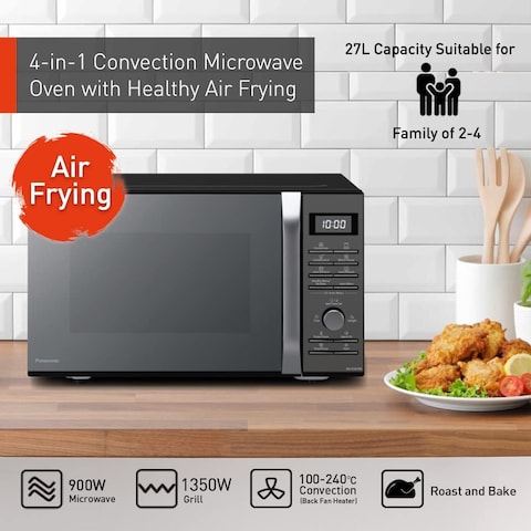 Panasonic 27L 4-in-1 Convection Microwave Oven, NN-CD67, Black, with Healthy Air Fryer Menus, 1 Year Warranty