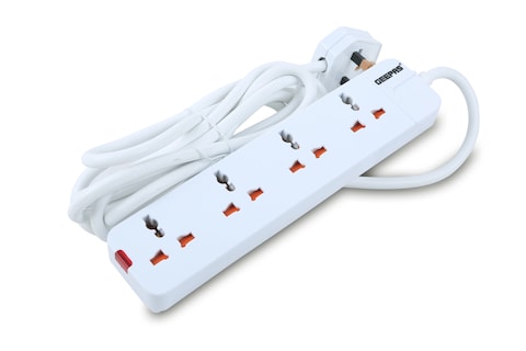 Geepas 5 Way Extension Socket 13A - Extension Lead Strip With LED Indicators | Extra Long Cord With Over Current Protected | Ideal For All Electronic Devices