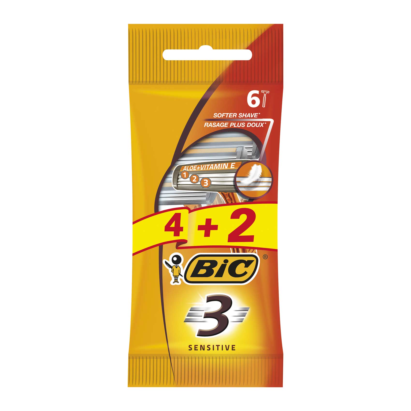 Buy Bic 3 Blades Razor Orange 4 PCS Online | Carrefour KSA