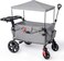 Ever Advanced Foldable Wagons For Two Kids &amp; Cargo, Collapsible Folding Stroller With Adjustable Handle Bar, Removable Canopy 5-Point Harness