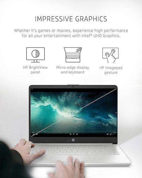 HP 14 Laptop, 11th Gen Intel Core i3-1115G4, 4 GB RAM, 128 GB SSD Storage, 14-inch Full HD Display, Windows 10 in S Mode, Long Battery Life, HP Fast-Charge, Thin &amp; Light Design (14-dq2020nr, 2021)