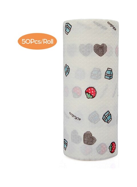 Marrkhor 50-Piece Disposable Dishcloth, White/Red/Green, 23X8.5X8.5Cm