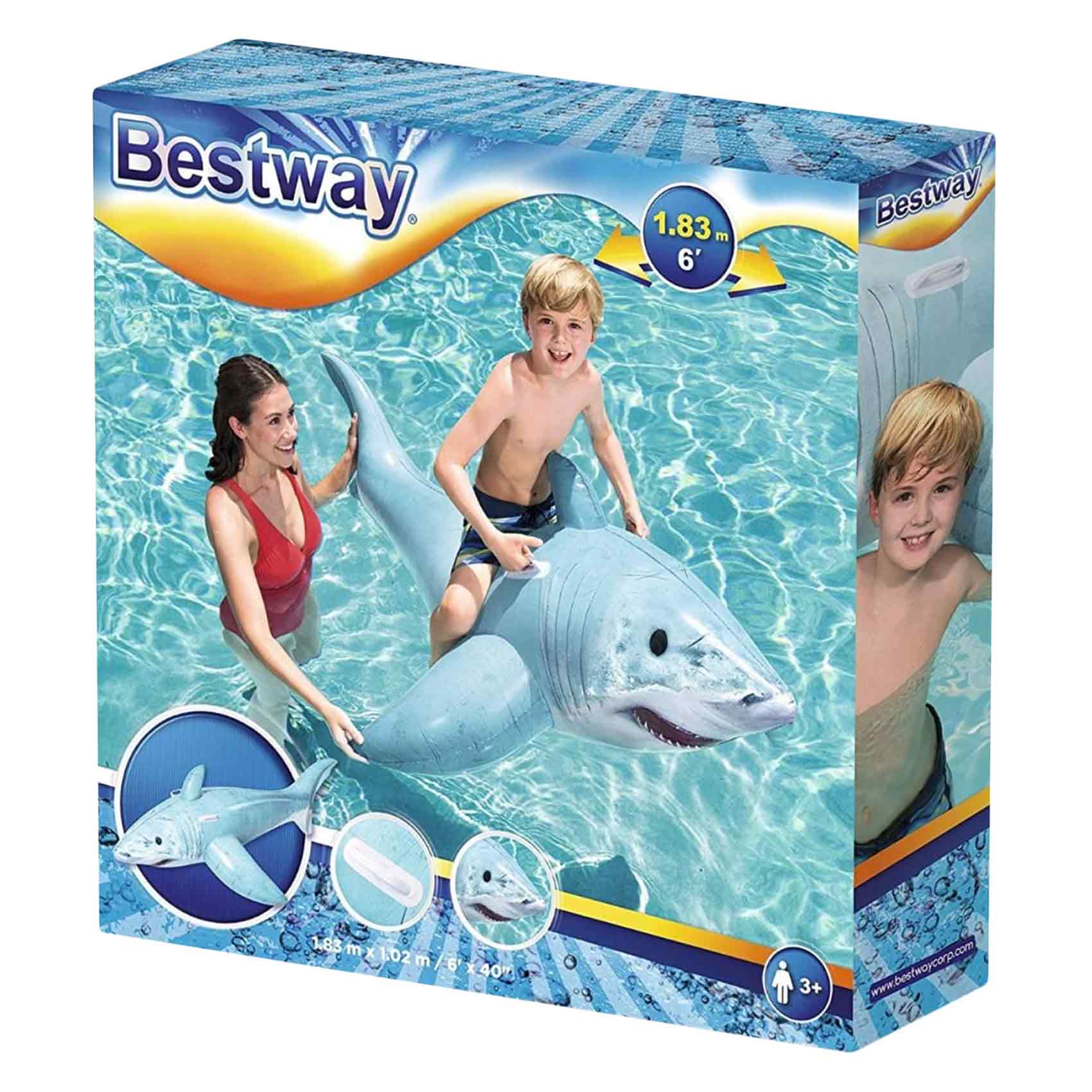 Buy Bestway Inflatable Shark Ride-On Blue 183x102cm Online | Carrefour KSA