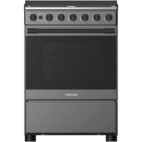 Toshiba 4 Burner Gas Cooking Range Stainless Steel Top And Front + Grey Silver Side TBA-24BMG4G089KS 60x60cm