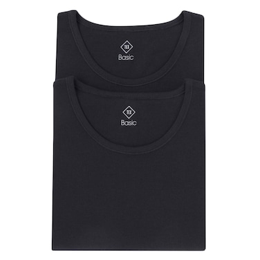 TEX Basic Round Neck T-Shirt Size 7 2 Pieces Black