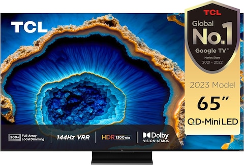 TCL 65 Inch QD Mini LED TV, 144Hz VRR, Imax Enhanced, 65C755, Black