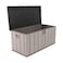 Lifetime Deck Box 150 Gallon (582 Litres), 150.2L x 71.8W x 70H cm. Outdoor Storage for garden, garage and poolside. Weather Resistant with Lid &amp; Side Handles, 10-Year Limited Warranty, LFT-60362.