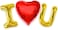 Party Time 3pcs Set of I Love You Balloons, Red Heart and Gold Letter Foil Balloons for Valentines Day Balloons, Valentines Decorations, Birthday, Wedding, Anniversary Decor