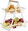 2-Tier Countertop Fruit Basket Storage, Vegetable Rack Bread Display Stand for Kitchen, Black