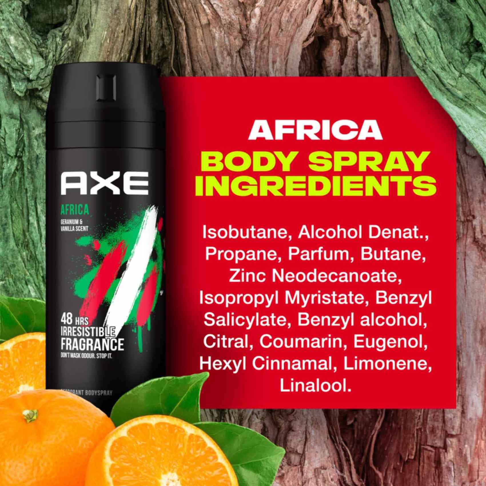 Axe Africa Geranium And Vanilla Deodorant Body Spray Clear 150ml