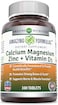 Amazing Nutrition Calcium 1000mg, Magnesium 400mg, Zinc 25mg Plus Vitamin D3 600 Iu, 300 Tablets Per Bottle