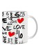 Giftex Red Heart Print With Love Theme Mug White/Black/Red 11Ounce