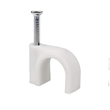 AL ARQAM 25mm Cable Clips - 50 Pcs, White - Secure Cord Clips with Steel Nails for Round Cables, Indoor &amp; Outdoor Use