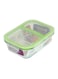 Royalford Borosilicate Rectangular Glass Airtight Food Container Clear/Pink 0.65L