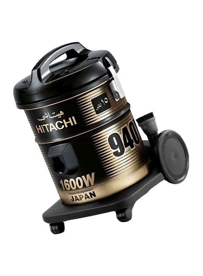 Hitachi Canister Vacuum Cleaner, 1600W, 15L, CV-940Y SS220 BK, Black