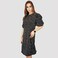 KIDWALA Size M, Women'S Short Floral Print Dress, Puff Sleeves Black Dress, Elbow Sleeve Length, Tear Drop String Back Neckline With Front Round Neckline, Evening Ladies Dress