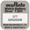 Murata 377 (SR626SW) 1.55V Silver Oxide 0% Hg Mercury Free Battery For Watches - 10 Batteries