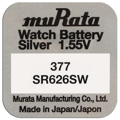 Murata 377 (SR626SW) 1.55V Silver Oxide 0% Hg Mercury Free Battery For Watches - 10 Batteries