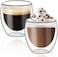 Markq Glass Coffee Cups 250ml Double Wall Coffee Mugs For Latte Cappuccino Espresso Milk Hot Drinks Tea Glass Cups (2 Cups)