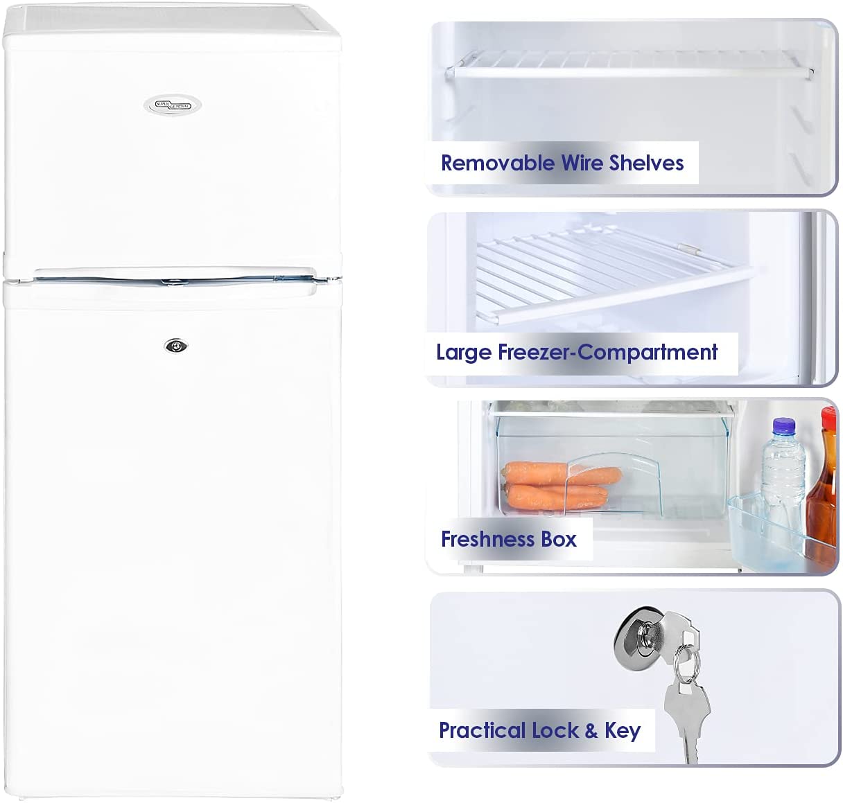 Super General 118L Net Capacity Double Door Refrigerator, White, SGR175H