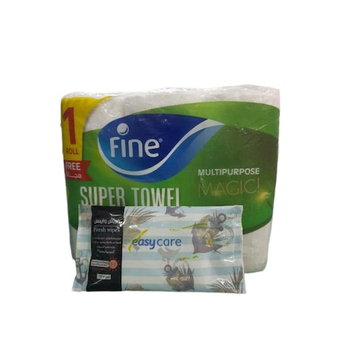 Fine Kitchen Tissue - 6 Roll - 2 Ply with Easy Care Wipes - 20 Wipe