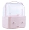 Portable Multi-Layer Cosmetic Storage Box, Dust-Proof with Handle Box and Lid - Suitable for Makeup/Cosmetic Storage - High Capacity Dresser and Large Sized (Pink)