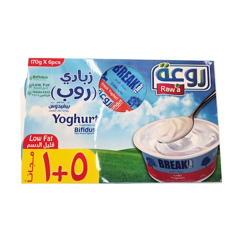 Raw&#39;a Break Time Low Fat Fresh Yoghurt 170g x Pack of 6