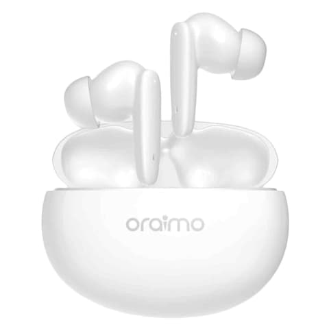 Oraimo OEB-E02D TWS Riff Bluetooth 5.0 Earbuds Built-In Mic And Stereo Bass Sound White