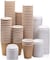 [50 Sets] 8 oz. Brown Disposable Ripple Insulated Coffee Cups with Lids - Hot Beverage Corrugated Paper Cups