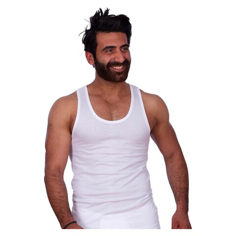 Jill M1109 Sleeveless Undershirt for Men - Size 3 - White