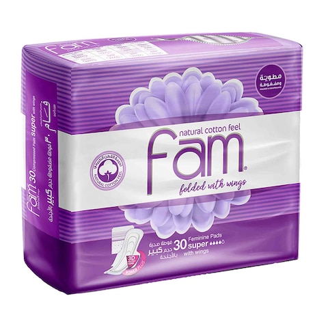 Buy Fam Sanitary Pads Maxi Folded with Wings Super 30 pads in Saudi Arabia