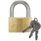Stanley Padlock Brass 70mm Standard Shackle with 3 Keys
