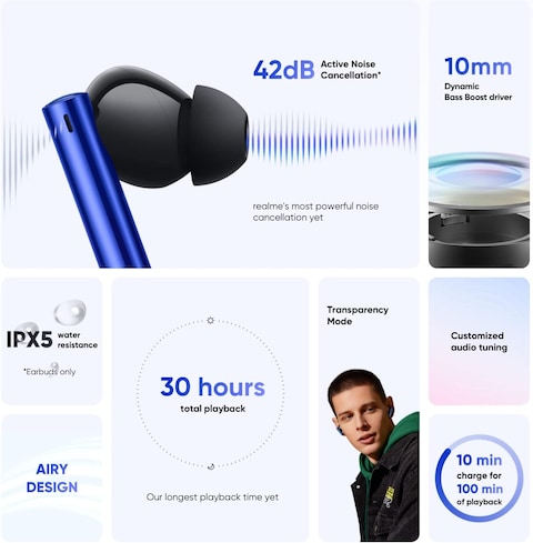 Realme Buds Air 3 Active Noise Cancellation Nitro Blue - International Version