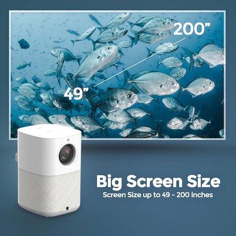 Wownect Android Projector [300 ANSI/Screen Size Upto 200&quot;]Native 1080P FULL HD Mobile Screen Mirroring Android 9.0 TV Downlaod App Bluetooth Wifi Home Theater Outdoor Video Gaming Projectors  - White