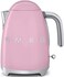 Smeg KLF03PKUK Retro Style Kettle, Water Level Indicator, 360 Swivel Base, Anti-Slip Feet, Soft Opening Lid, Stainless Steel, 3000 W, 1.7 Litre, Pink