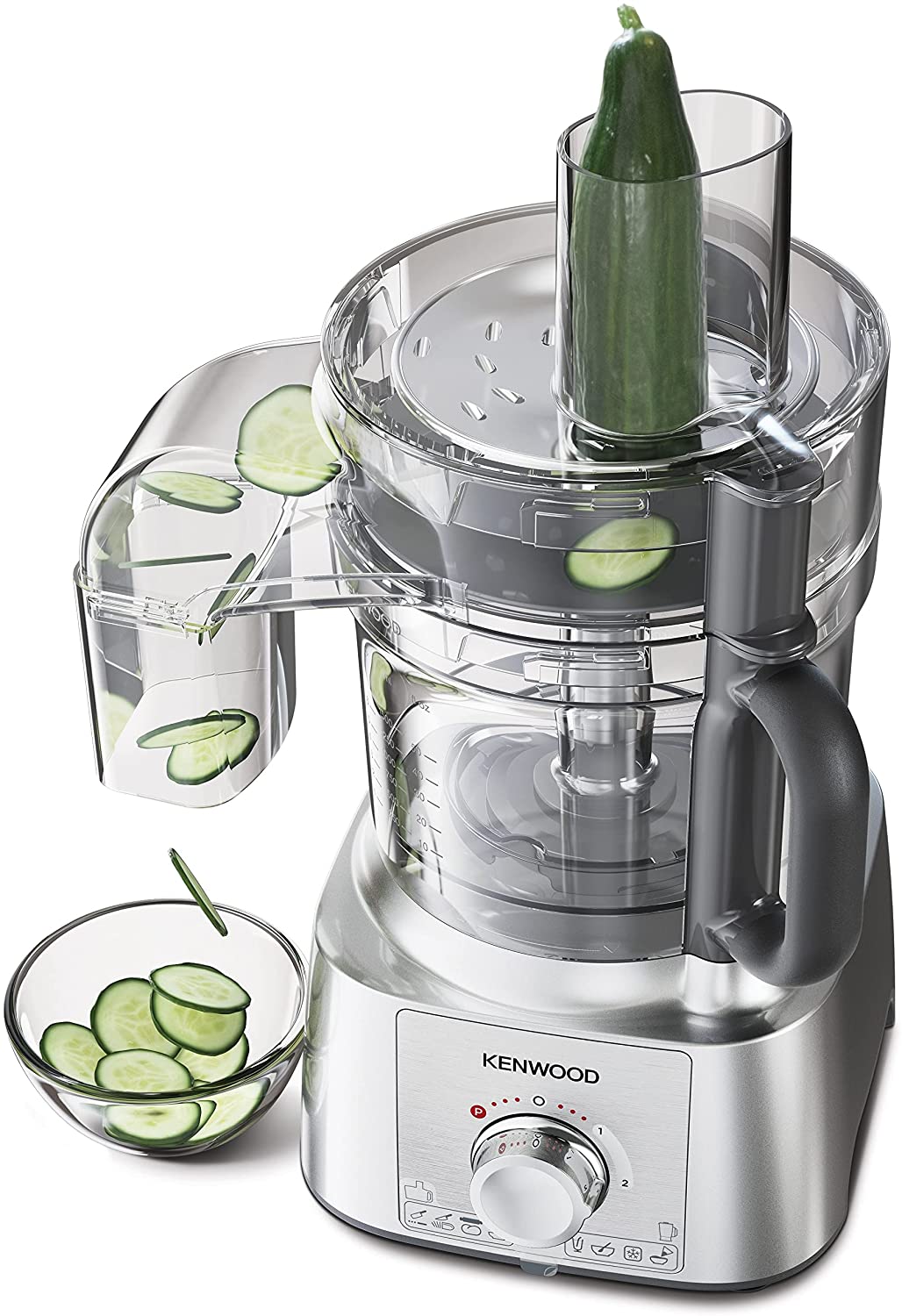 Kenwood Food Processor 1000W Multi-Functional with 3 Stainless Steel Disks, Blender, Grinder Mill, Juicer Extractror, Whisk, Dough Maker, Citrus Juicer, Express Serve/Salad Maker FDP65.880SI Silver
