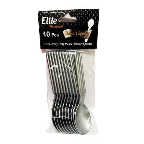 Elite Plastic Small Spoons - 10 Pieces - Silver