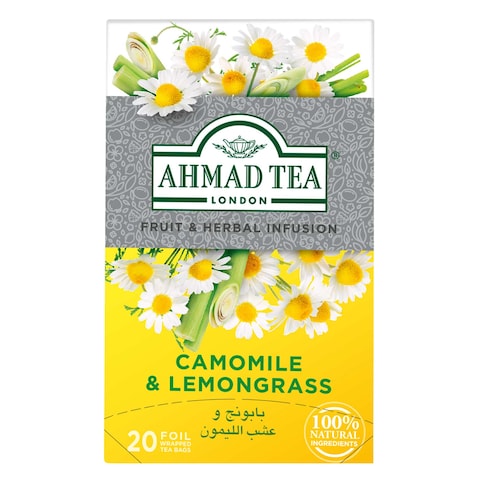 Ahmad Tea Chamomile Lemon Grass Tea 20 Foil Enveloped Tea Bags