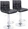 Bar Stools Modern PU Leather Adjustable Swivel Barstools, Armless Hydraulic Kitchen Counter Bar Stool Synthetic Leather Extra Height Square Island Barstool with Back Set of 2(Black)