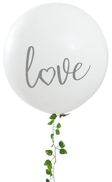 Ginger Ray White Love Giant Balloon with Foliage Garland- 1.5 Meter Length- White
