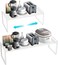 Expandable Storage Rack Metal Shelf Storage Organizer For Cabinets And Countertops And Under Sink White