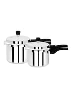 Buy Royalford 2-Piece Aluminium Pressure Cooker Set Silver/Black Small (3), Big (5)L in Saudi Arabia