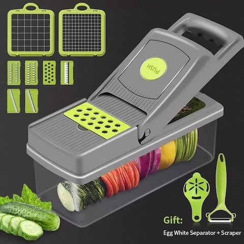 Generic 14 In 1 Multifunctional Kitchen Vegetable Cutter Fruit &amp; Vegetable Grey