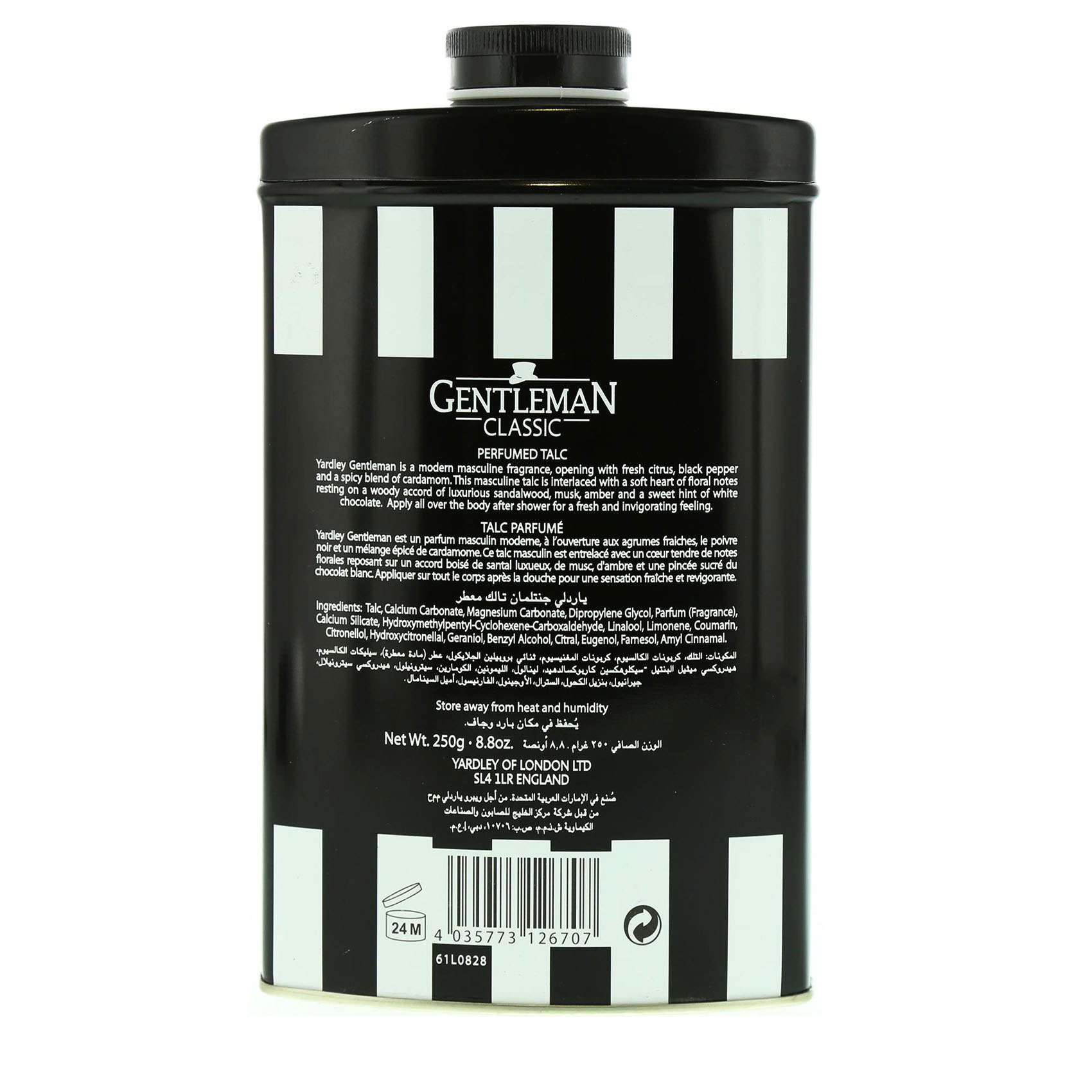 Yardley London Gentleman Classic Talc Body Powder White 250g