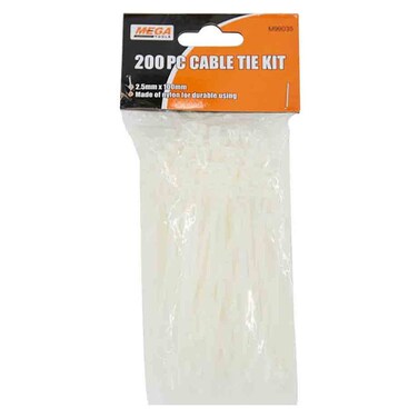 Mega Cable Tie 99035 White 2.5mm 200