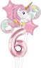 Party Time Pink Unicorn 6th Birthday Balloon Decorations, Foil Balloon Set Pack of 6 - Number 6 Rose Gold Number Foil Balloon 40" Unicorn Theme 6th Birthday Decoration Supplies